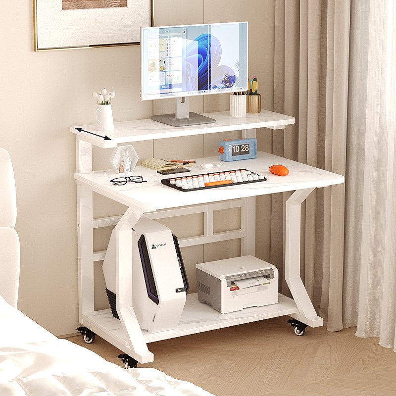 可移动小户型电脑桌家用卧室书桌学习桌单人迷你带显示器架床边桌