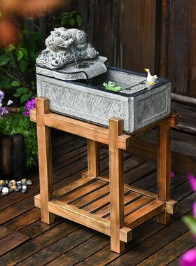 新中式玄关桌面招财流水摆件办公室前台循环水景茶室W开业乔迁礼