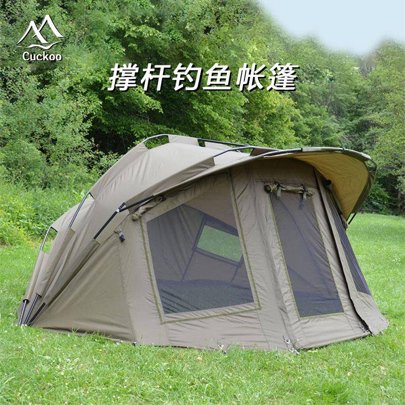 撑杆钓鱼帐篷户外遮阳防雨双层露营帐篷便携可折叠家庭手搭帐篷