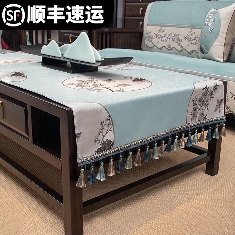 新中式桌旗茶几桌布巾现代防滑长条茶旗电视柜茶台布客厅装饰定制