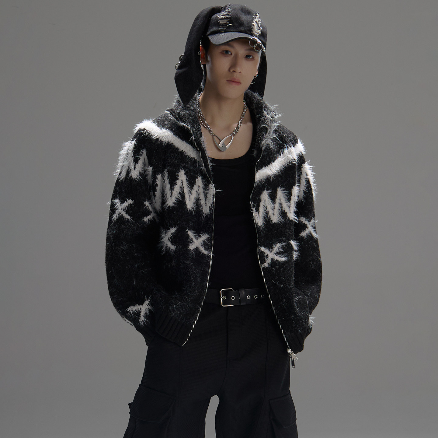 GALAXOR 美式复古立领针织开衫撞色设计感秋冬氛围感毛衣外套男女,男装,针织衫/毛衣,淘宝优惠券,粉丝福利购,淘宝优惠卷