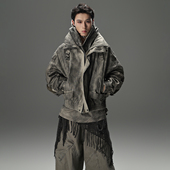 GALAXOR银河预报 重工废土风复古水洗夹克上衣做旧廓形牛仔外套男