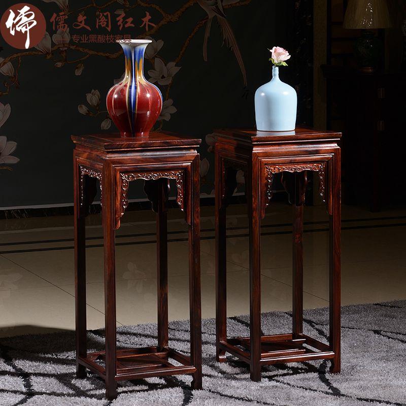 红木花架印尼黑酸枝花几实木家俱阔叶黄檀盆景架落地雕花中式简约图片