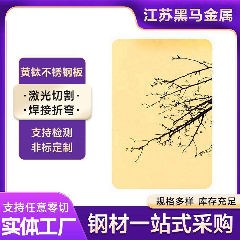 201304黄金黄钛拉丝喷砂不锈钢板钛金拉丝双面镜面电镀防指纹