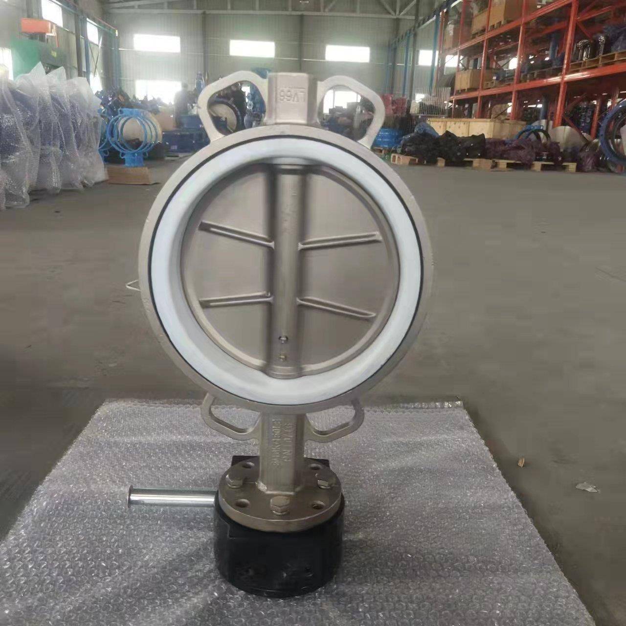 蜗轮对夹蝶阀不锈钢四氟蝶阀涡轮中线蝶阀厂家河北D371F-10P