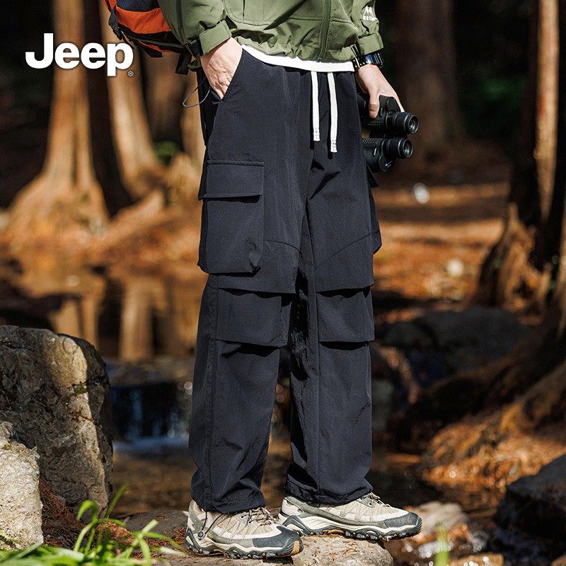 Jeep吉普冲锋工装裤男士夏装潮牌2025新款户外登山防水休闲束