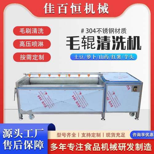 莲藕毛刷清洗机土豆大姜全自动毛辊清洗设备贝壳类毛辊清洗机