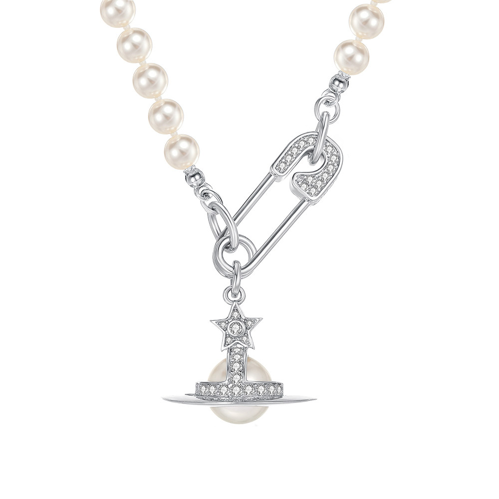Vivanne Werkend西太后女锆石彗星吊坠别针造型星球飞碟珍珠项链,饰品/流行首饰/时尚饰品新,项链,淘宝优惠券,粉丝福利购,淘宝优惠卷