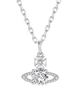 Vivanne Werkend土星西太后吊坠项链女锆石镶嵌银色链条高级感