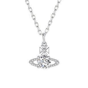 Vivanne Werkend土星西太后吊坠项链女锆石镶嵌银色链条高级感