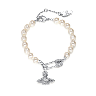 Vivanne Werkend西太后珍珠别针微镶手链浮雕土星回形针手饰娜娜