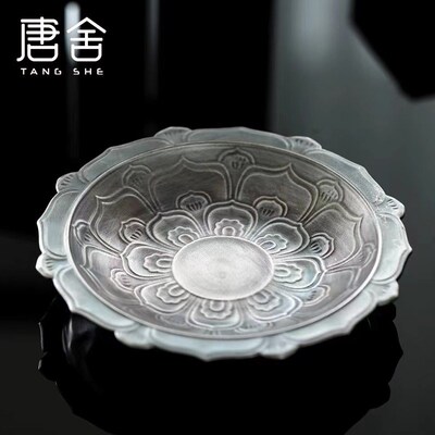 唐舍泽芝纹银盘天星花生纹银壶复古中式功夫茶具配件泡茶礼品