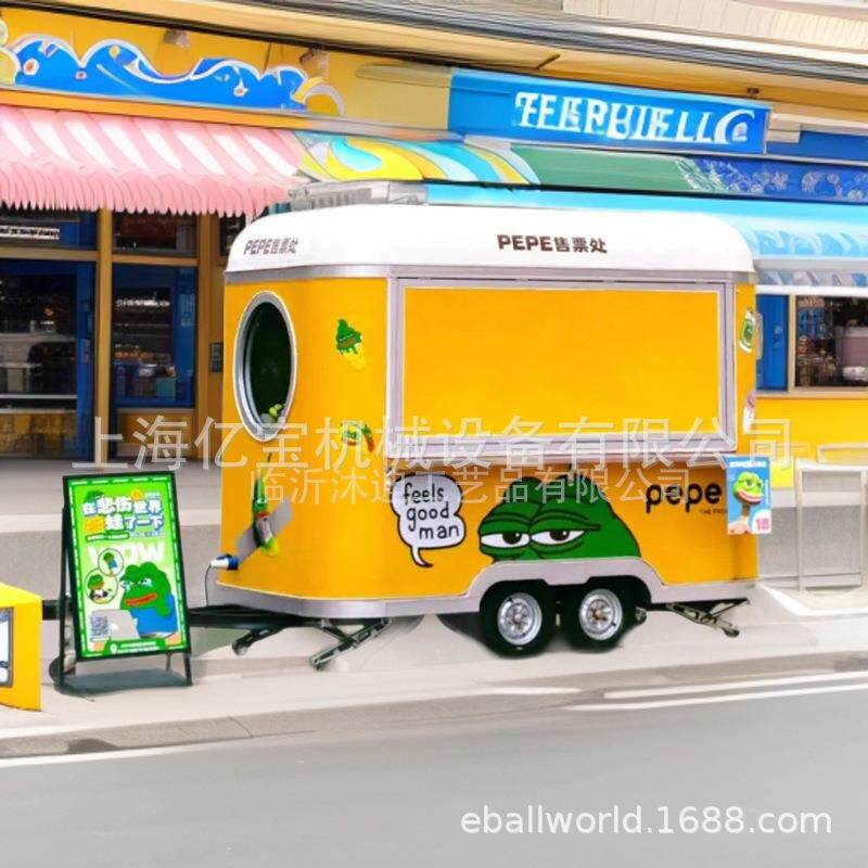 流动餐厅美食车不锈钢镜面餐车售货亭小吃车咖啡车food trailer