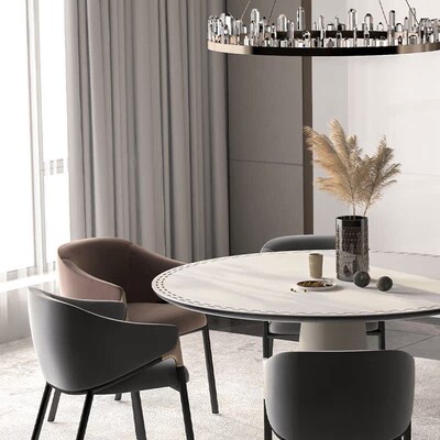 GULN古兰22新款现代圆形桌布免洗防水防油皮革桌垫高级感