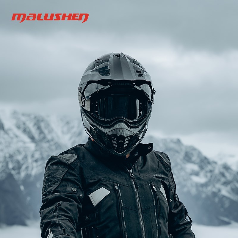 马鲁申摩托车拉力盔碳纤维越野盔机车头盔男女四季全盔双镜片L9+