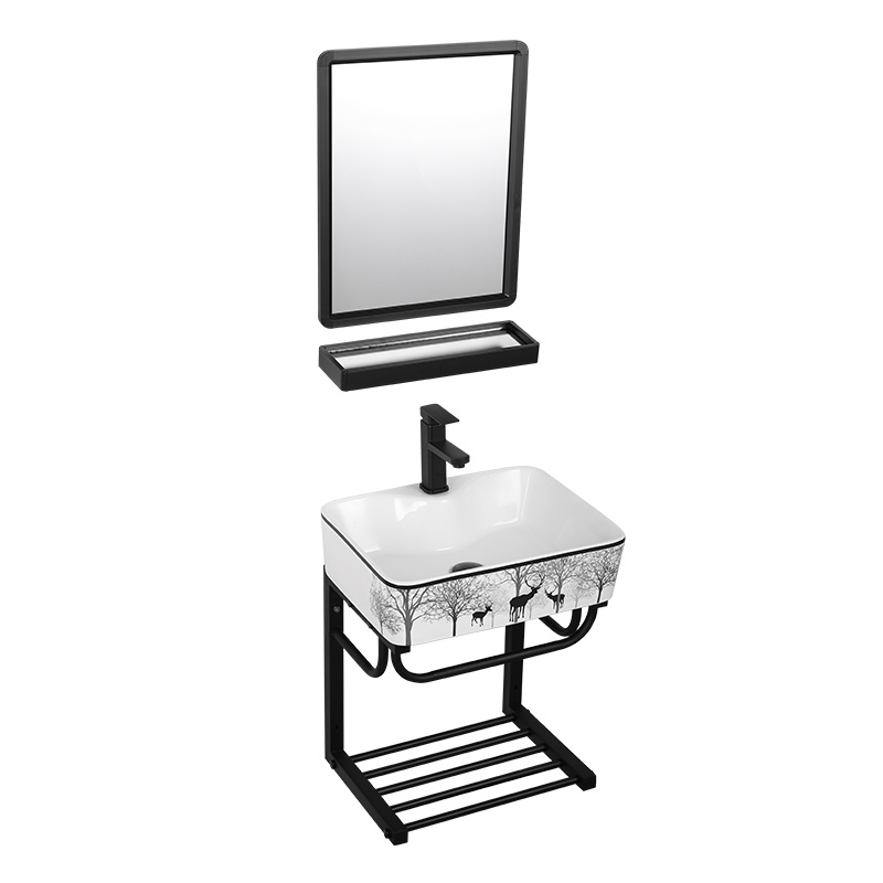 挂墙式洗手盆小户型卫生间 陶瓷洗脸盆柜组合 迷你简易支架洗漱台