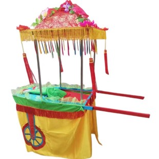 昊一家新老汉小推车刺绣彩车红社火庙会喜庆节表演出道具