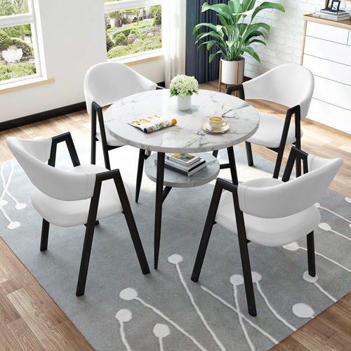 现代仿实木休闲接待洽谈桌椅子小圆桌办公室会客阳台餐桌