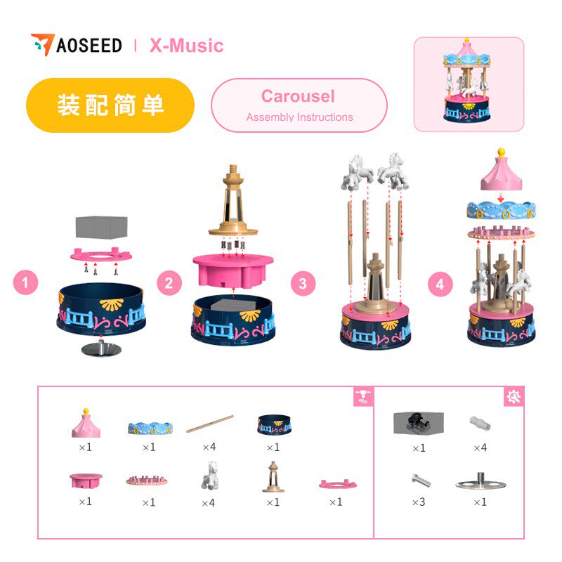 OD儿童八音盒ui音乐盒D打印DI发条式机械制作发明手工组装儿童科