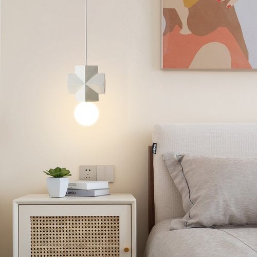 全光谱儿童房小吊线灯现代创意几何卧室床头灯女极简吧台