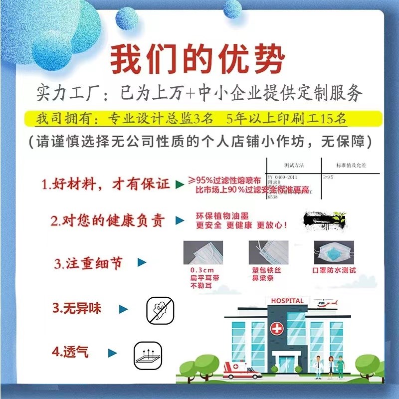 餐饮口罩定制loo印刷图案文字公司广告定加工一次性设计di图片