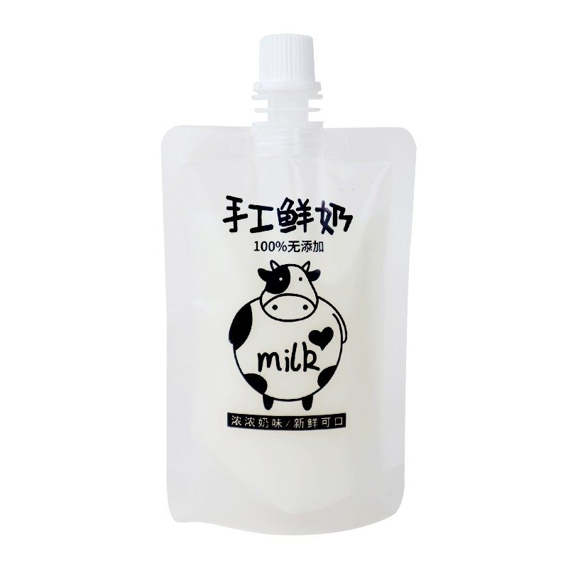 加厚一次性自立吸嘴袋酸奶吸吸袋大口径液体密封袋便携磨砂鲜奶袋