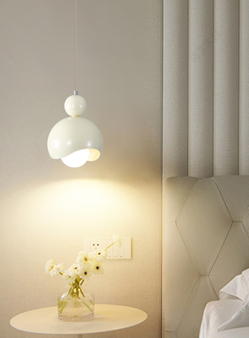 奶油风床头吊灯升降悬停卧室现代设计师吊线吧台小吊灯