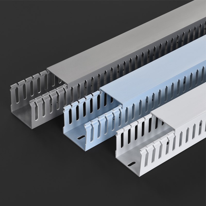 塑料PVC线槽阻燃配电箱柜U形型理走行线槽灰白色2030*40*50*60*80