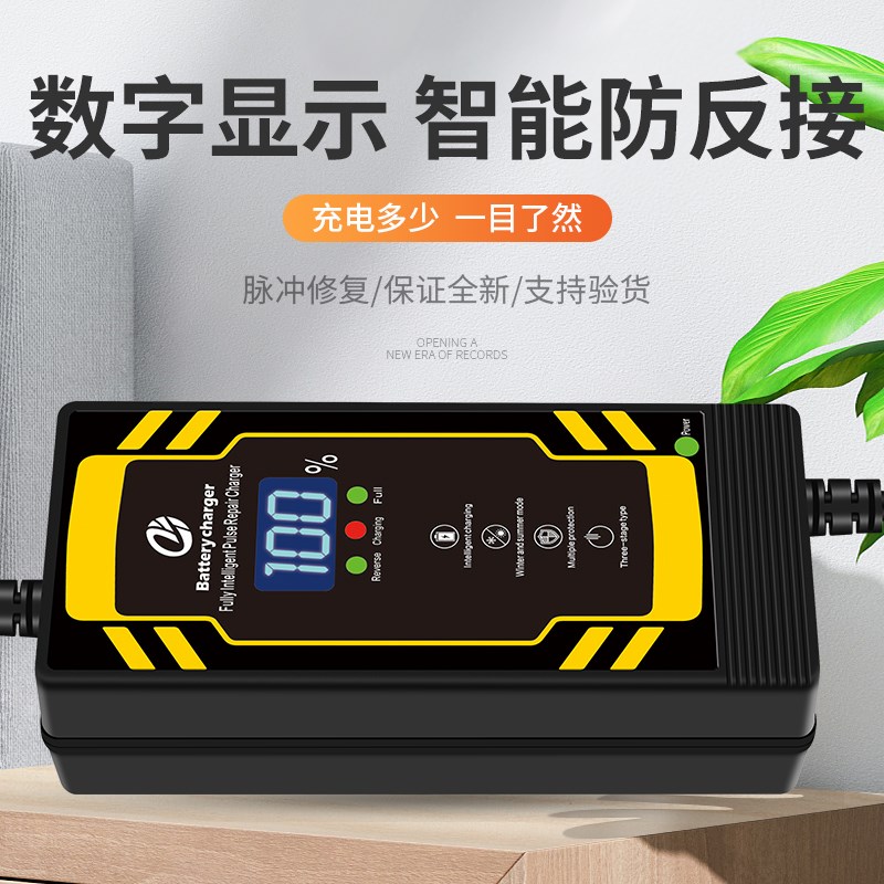 24V铅酸电瓶车数显充电器12AH20A电池电动玩具车轮椅车小海豚车伏