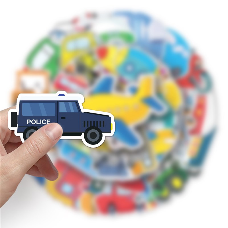 50张交通工具行李箱贴纸滑板车创意防水旅行箱电脑装饰贴纸笔记本