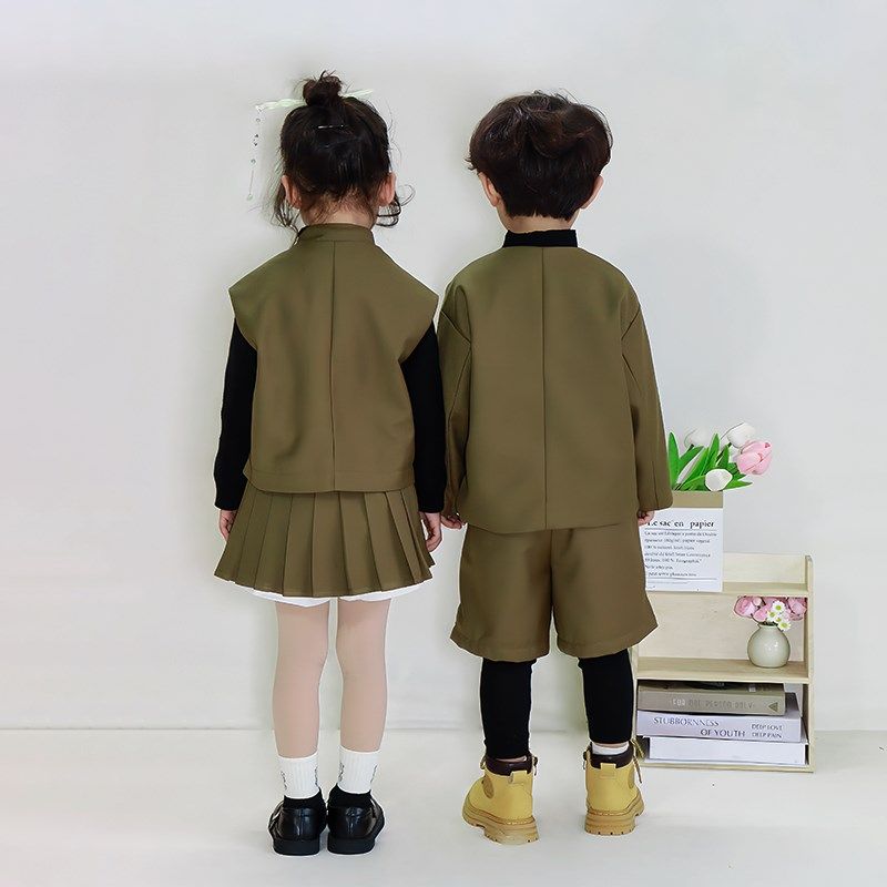 儿童新中式西装外套休闲2024春季新款假两件男童裤子女童裙子春装