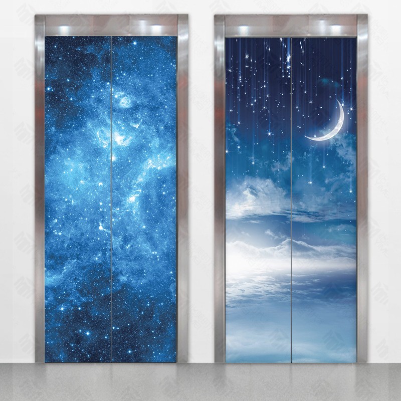 梵高油画星空电梯门贴纸自粘防水装饰贴防火门贴画翻新玄关贴图片