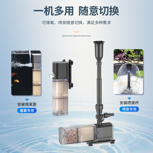 森森格池圆型陶瓷鱼缸流水循环过滤器喷泉泵造景净水三合一静音