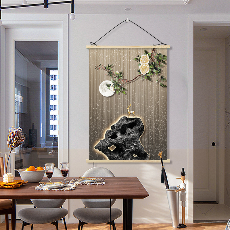 中式山水玄关挂画装饰画客厅沙发背景墙走廊过道壁画大气餐厅墙画