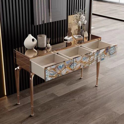 意大利轻奢天然玛瑙玄关柜别墅豪宅大户型门厅边柜入户艺术玄柜台