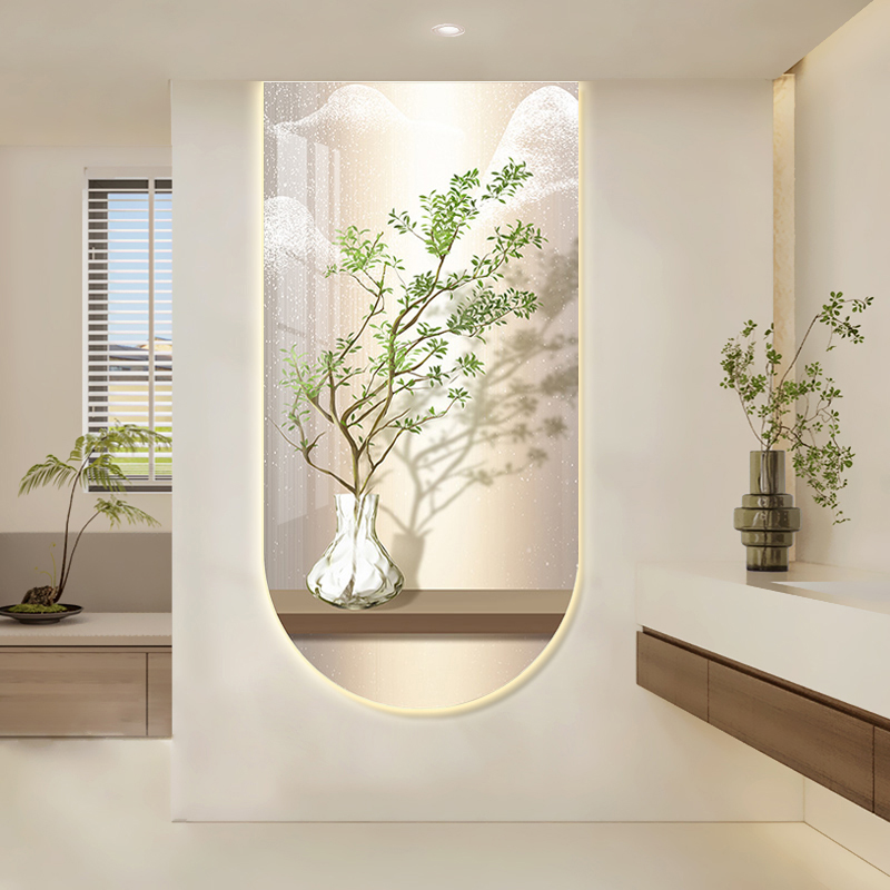 轻奢艺术画带led灯入户进门玄关装饰画过道走廊楼梯高端挂画新款