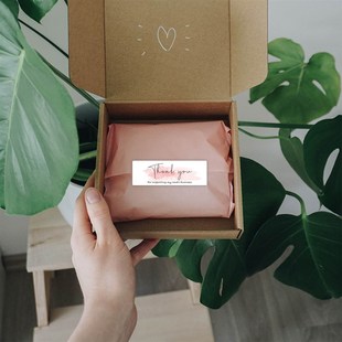 扁纸箱贴纸长方形礼物包装装饰密封贴外送袋子封口贴感谢标签贴纸