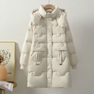 平湖新款鹅绒羽绒服女中长款2024新款小个子加厚高级感冬季外套潮