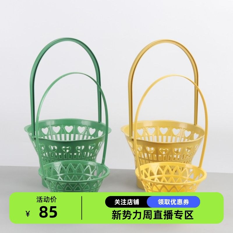 清明节菊花花篮鲜花假花塑料篮子大号小号花店用品