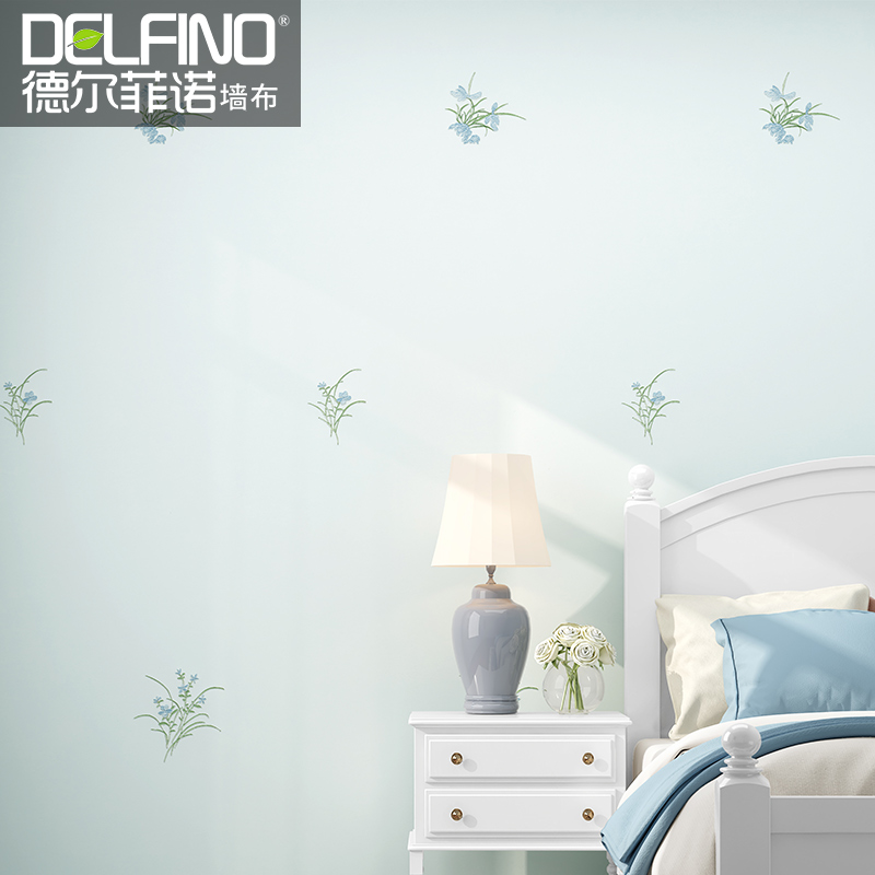 高档韩式田园碎花无缝墙布全屋现代卧室客厅背景墙刺绣壁布