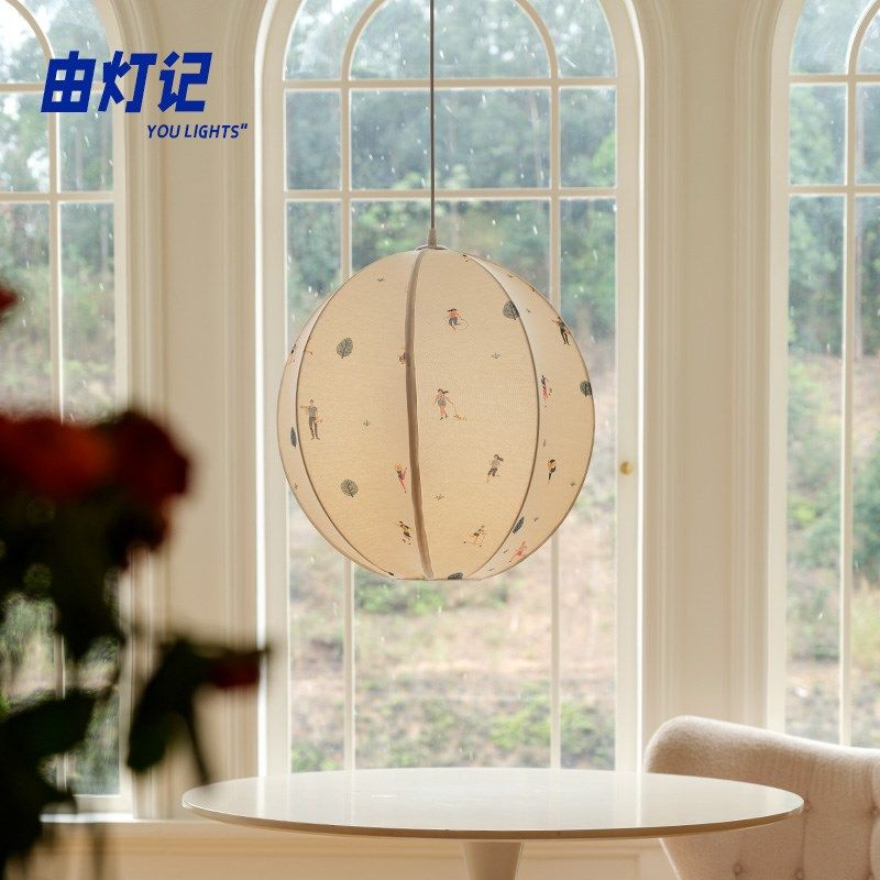由灯记布艺刺绣儿童房卧室吊灯丹麦设计师创意新款复古书房灯