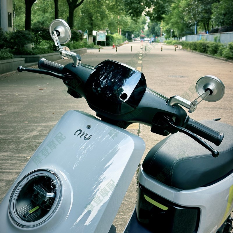 适用极核E2 EZi E Ei电动车改装复古圆形反光倒后视镜