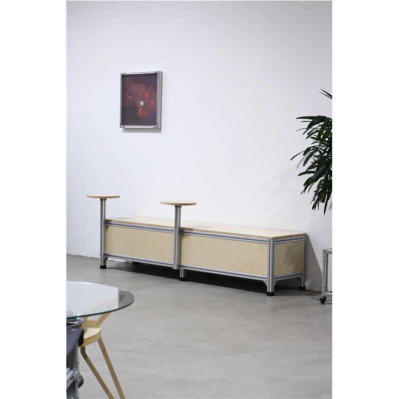 韩系咖啡店餐椅休息卡座中古海洋板桦木板长凳小圆桌奶茶甜品餐桌