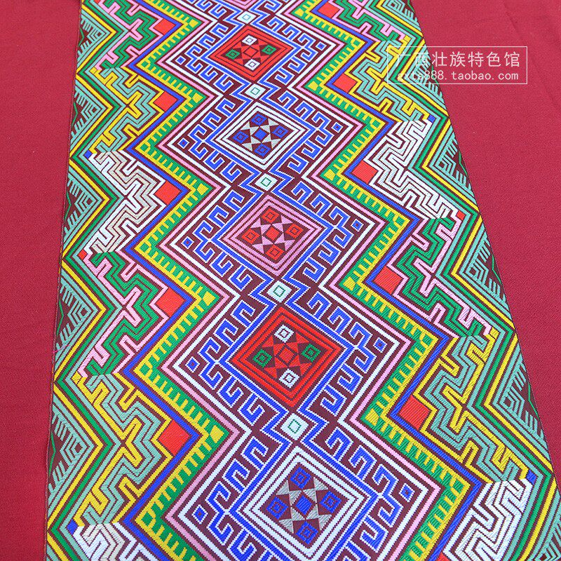 广西壮族特色图腾边 加宽壮锦图纹织带 民宿办公室装饰布料