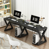 现代人电脑桌台式 家用粉色电竞长条书桌经济型办公桌写字台