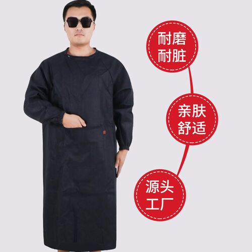 加厚牛仔罩衣加长加肥耐磨倒褂电焊工装卸工作服耐脏倒衣防尘围裙