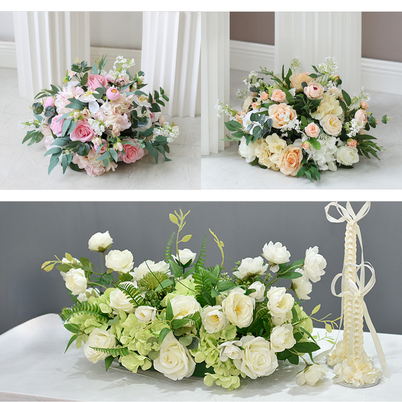 新款婚庆花艺路引排花仿真花订婚车展橱窗摆件绢花酒店圆形餐桌花