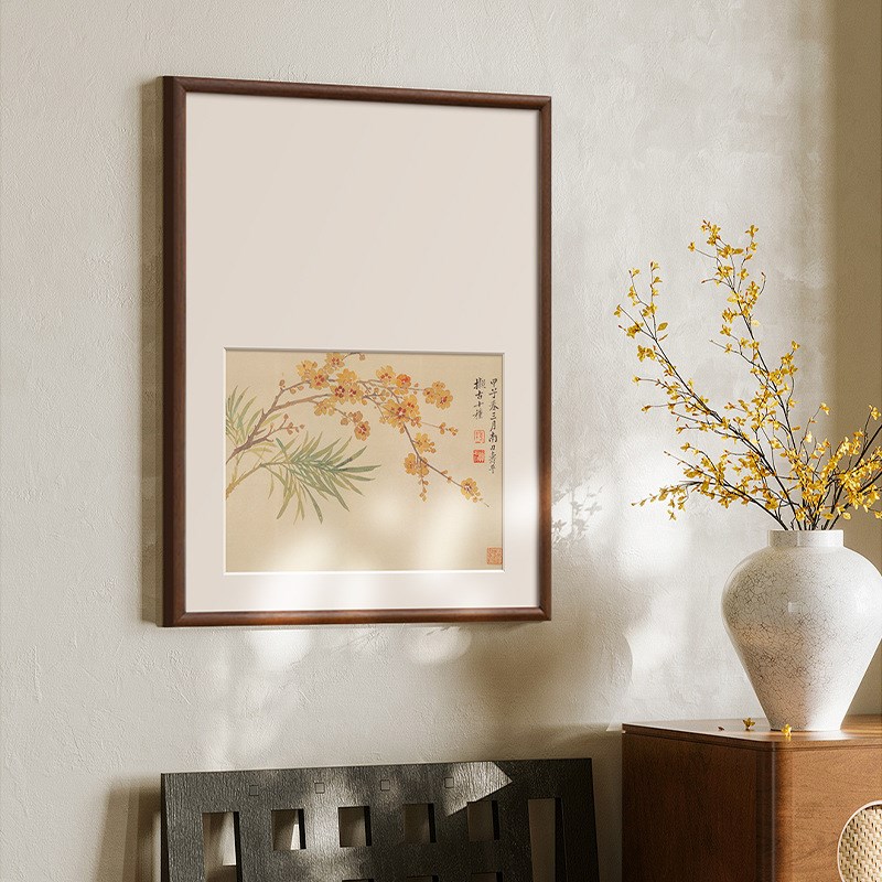 春花秋实花卉新中式挂画写意水墨宋画电表箱书房茶室实木框装饰画图片