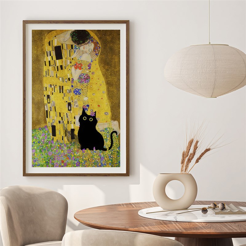 小黑猫闯进大师画客厅卧室沙发儿童房风景装饰画挂画艺术油画壁画图片