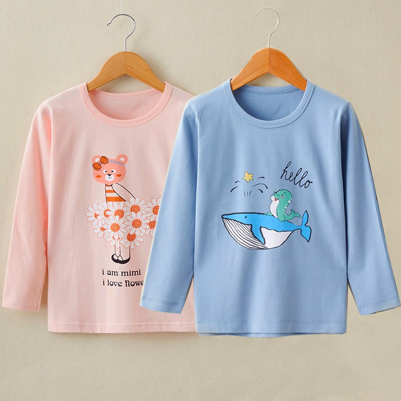 儿童内衣莱卡全棉单件秋衣男童女童中大童小孩低圆领纯棉毛衫衬衣